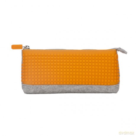 PIXELBAGS Piórnik szaropomarańczowy