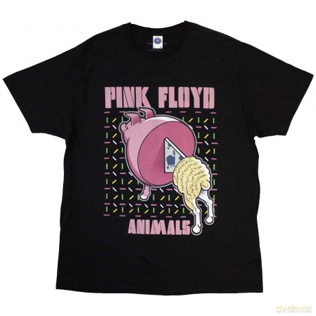 Pink Floyd: Unisex T-Shirt: Animals Cartoons (Black) (Back Print) (Large)