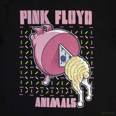 Pink Floyd: Unisex T-Shirt: Animals Cartoons (Black) (Back Print) (Large)
