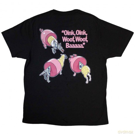 Pink Floyd: Unisex T-Shirt: Animals Cartoons (Black) (Back Print) (Medium)