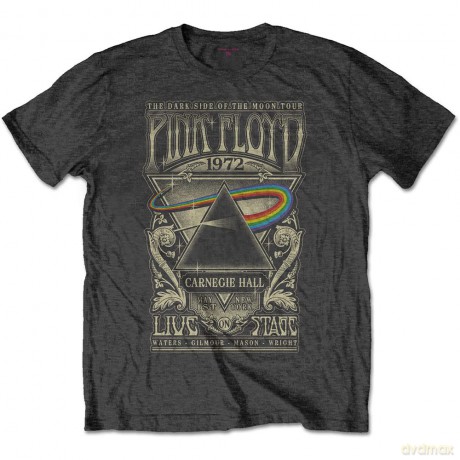 Pink Floyd: Unisex T-Shirt: Carnegie Hall Poster (Charcoal Grey) (Medium)