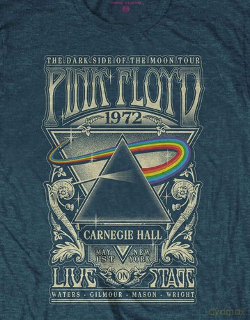 Pink Floyd: Unisex T-Shirt: Carnegie Hall Poster (Denim Blue) (Medium)