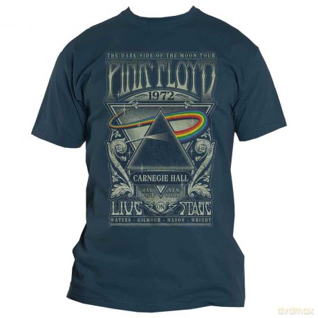 Pink Floyd: Unisex T-Shirt: Carnegie Hall Poster (Denim Blue) (X-Large)