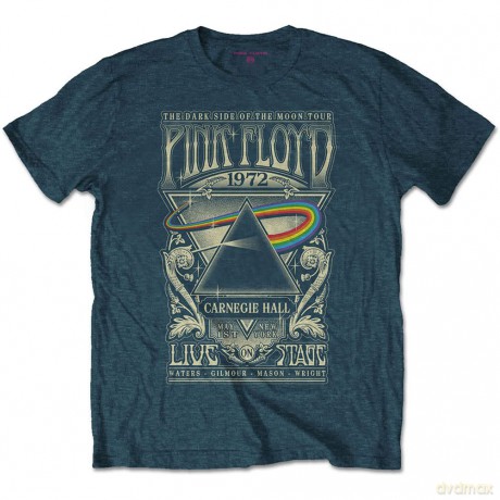 Pink Floyd: Unisex T-Shirt: Carnegie Hall Poster (Denim Blue) (XX-Large)