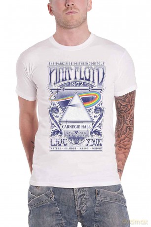 Pink Floyd: Unisex T-Shirt: Carnegie Hall Poster (White) (XXXX-Large)