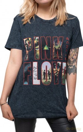 Pink Floyd: Unisex T-Shirt: Echoes Album Montage (Dip-Dye On Black) (Wash Collection) (Large)