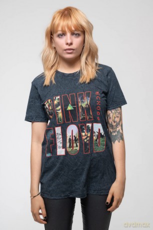 Pink Floyd: Unisex T-Shirt: Echoes Album Montage (Dip-Dye On Black) (Wash Collection) (X-Large)