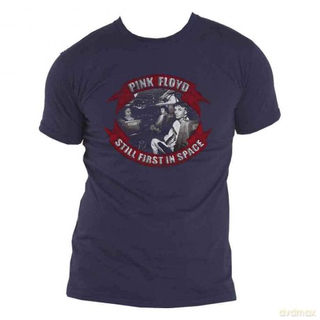 Pink Floyd: Unisex T-Shirt: First In Space Vignette (Navy Blue) (Back Print) (Large)