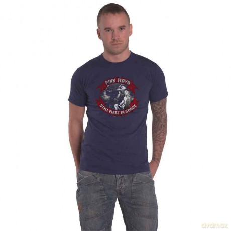 Pink Floyd: Unisex T-Shirt: First In Space Vignette (Navy Blue) (Back Print) (Medium)