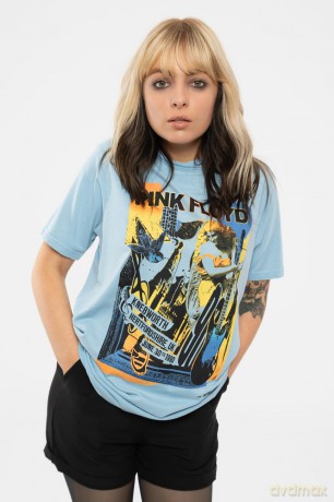 Pink Floyd: Unisex T-Shirt: Knebworth Live (Blue) (Wash Collection) (Small)