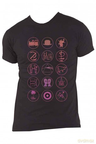 Pink Floyd: Unisex T-Shirt: Symbols (Black) (Back Print) (Large)
