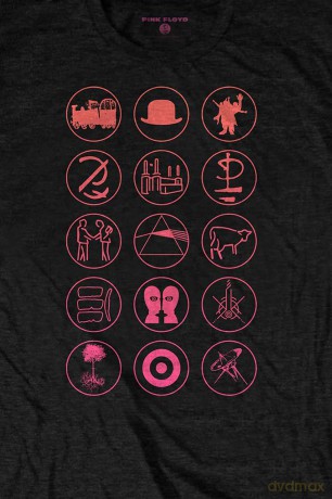 Pink Floyd: Unisex T-Shirt: Symbols (Black) (Back Print) (Small)