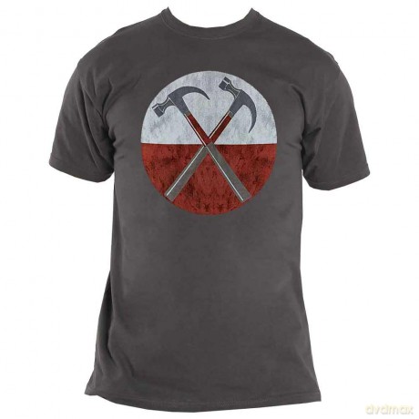 Pink Floyd: Unisex Vintage T-Shirt: Vintage The Wall Hammers (Charcoal Grey) (Medium)