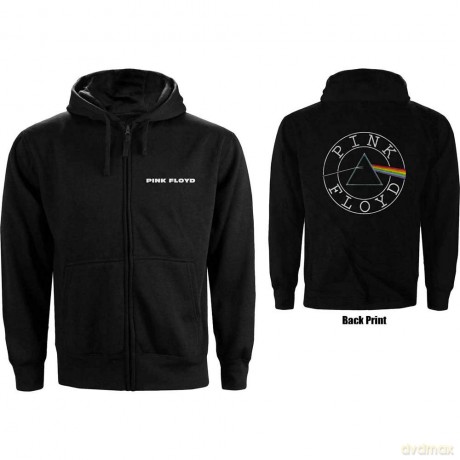 Pink Floyd: Unisex Zipped Hoodie: Circle Logo (Back Print) (Large)