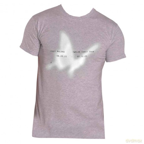 Post Malone: Unisex T-Shirt: Butterfly (Grey) (Ex-Tour) (Medium)