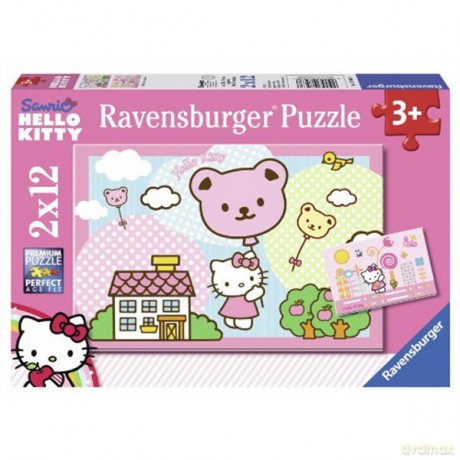 RAVENSBURGER 2x12 el. Hello Kitty Kitty z Balonami [PUZZLE]