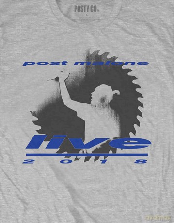 Post Malone: Unisex T-Shirt: Live Saw (Grey) (Small)