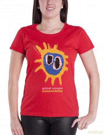 Primal Scream: Ladies T-Shirt: Screamadelica (Red) (X-Small)