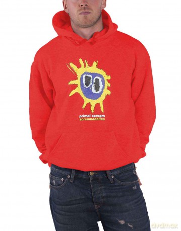 Primal Scream: Unisex Pullover Hoodie: Screamadelica (Red) (Medium)