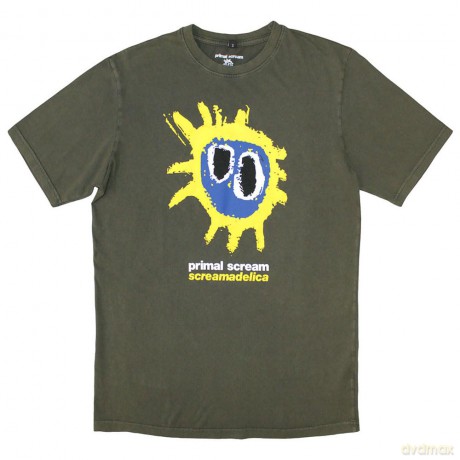 Primal Scream: Unisex Stone Wash T-Shirt: Screamadelica (Green) (Small)