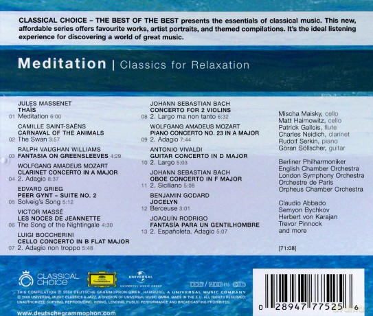 Various:Classical Choice: Meditation - Classics For Relaxation [CD]