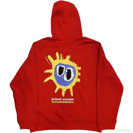 Primal Scream: Unisex Zipped Hoodie: Screamadelica (Red) (Back Print) (Medium)