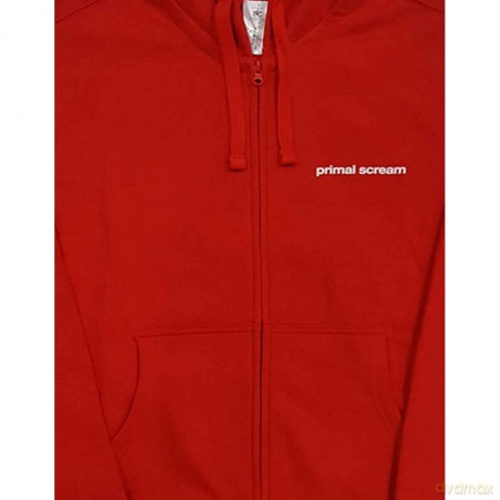 Primal Scream: Unisex Zipped Hoodie: Screamadelica (Red) (Back Print) (Small)