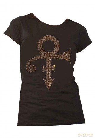 Prince: Ladies T-Shirt: Gold Symbol (Black) (Embellished) (Medium)