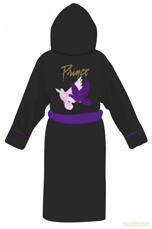 Prince: Unisex Bathrobe: Doves (Black) (Back Print) (Small - Medium)