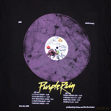 Prince: Unisex Oversized Boxy T-Shirt: Purple Rain Disc (Black) (Large)