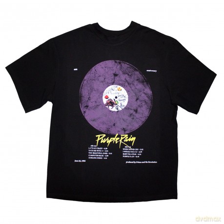 Prince: Unisex Oversized Boxy T-Shirt: Purple Rain Disc (Black) (XX-Large)