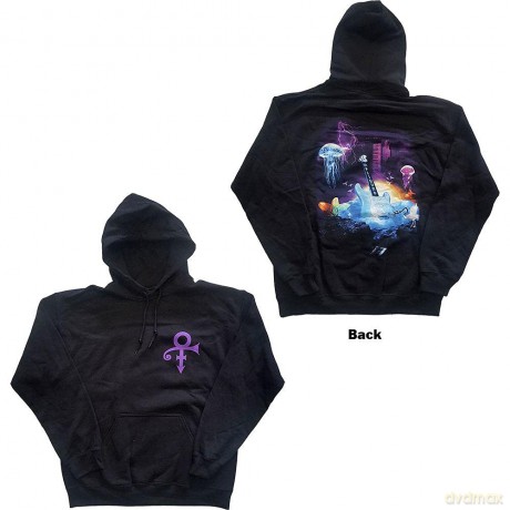 Prince: Unisex Pullover Hoodie: Lotus Flower (Black) (Back Print) (Large)