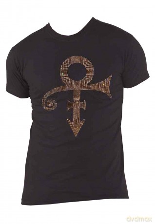 Prince: Unisex T-Shirt: Gold Symbol (Black) (Embellished) (Small)
