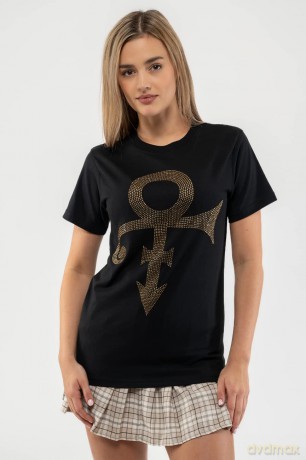 Prince: Unisex T-Shirt: Gold Symbol (Black) (Embellished) (XX-Large)
