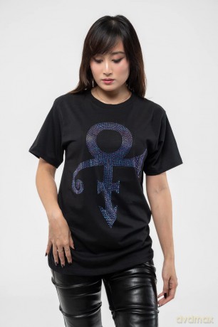Prince: Unisex T-Shirt: Purple Symbol (Black) (Embellished) (X-Large)