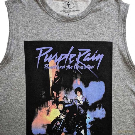 Prince: Unisex Tank T-Shirt: Purple Rain (Grey) (Large)