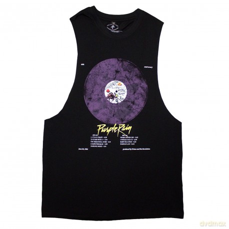 Prince: Unisex Vest T-Shirt: Purple Rain Disc (Black) (Small)