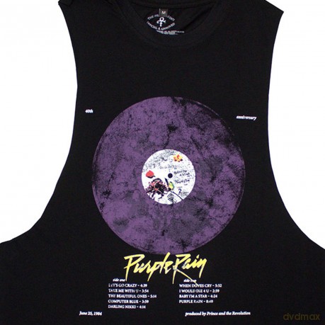 Prince: Unisex Vest T-Shirt: Purple Rain Disc (Black) (XX-Large)