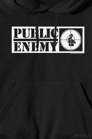 Public Enemy: Unisex Pullover Hoodie: Crosshairs Logo (Black) (Sleeve Print) (Large)