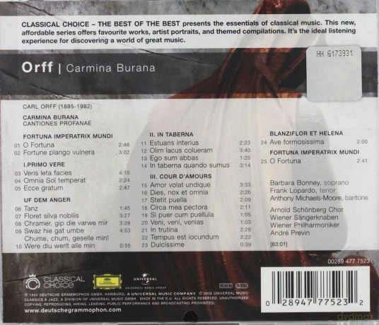 Various:Classical Choice: Orff Carmina Burana [CD]
