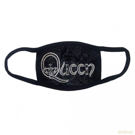 Queen: Face Mask: White Retro Logo (Black)