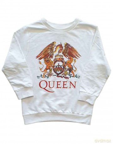 Queen: Kids Sweatshirt: Classic Crest (White) (11-12 Years)
