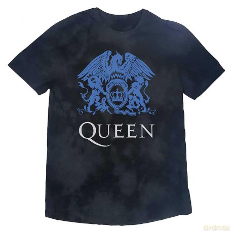 Queen: Kids T-Shirt: Blue Crest (Black) (Wash Collection) (9-10 Years)