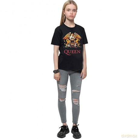 Queen: Kids T-Shirt: Classic Crest (Black) (11-12 Years)