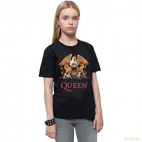 Queen: Kids T-Shirt: Classic Crest (Black) (11-12 Years)