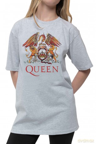 Queen: Kids T-Shirt: Classic Crest (Heather Grey) (3-4 Years)