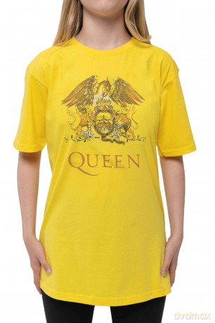 Queen: Kids T-Shirt: Classic Crest (Yellow) (13-14 Years)