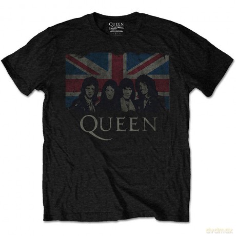 Queen: Kids T-Shirt: Vintage Union Jack (Black) (5-6 Years)