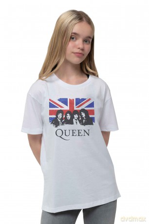 Queen: Kids T-Shirt: Vintage Union Jack (White) (13-14 Years)