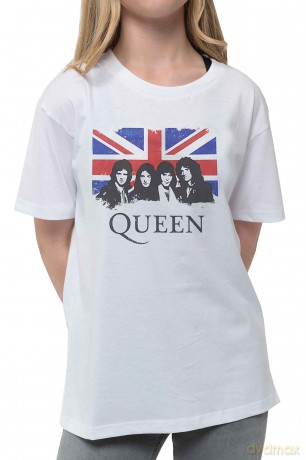 Queen: Kids T-Shirt: Vintage Union Jack (White) (7-8 Years)